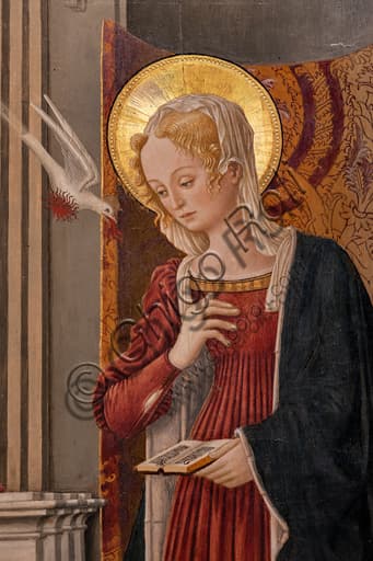 Detail Virgin Mary dove Annunciation of the Notaries Benedetto Bonfigli National Gallery of Umbria Perugia