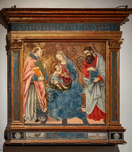Painting Madonna with Infant Jesus between Saint Montano and Bartholomew by Filippino Lippi, 1485, Renaissance, Diocesan Museum Spoleto