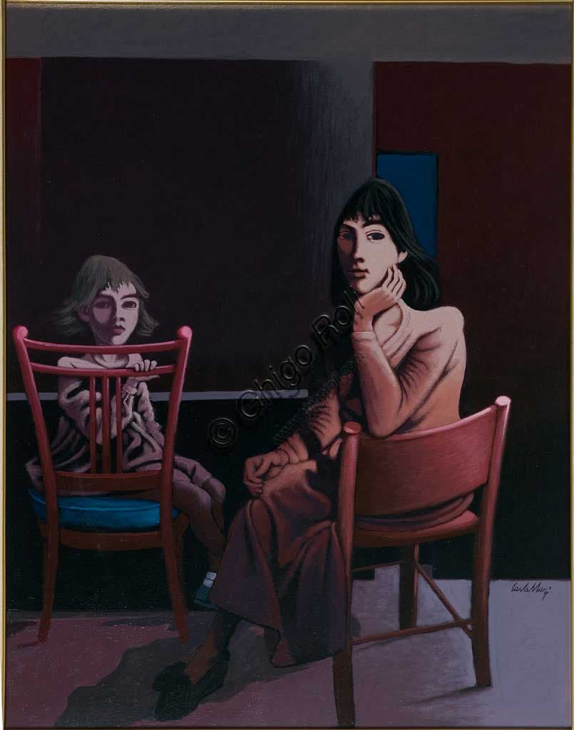 Painting Mother and Daughter by Alberto Cavallari, mixed media on canvas, Assicoop-Unipol Collection
