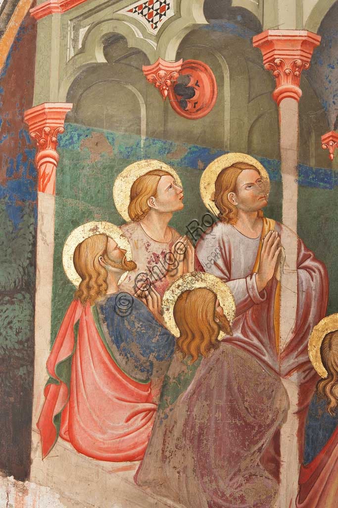 Fresco of The Pentecost with praying saints, Master of Vignola, Contrari Chapel, Vignola Stronghold