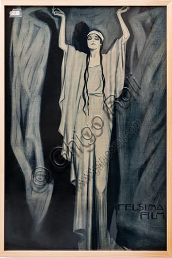Litografia Felsina Film, manifesto di Marcello Dudovich per il cinema italiano, stampa artistica 1915-1920