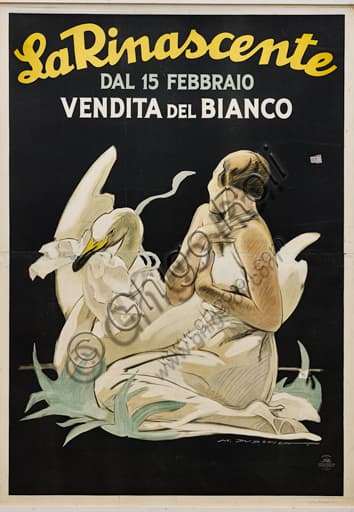 La Rinascente department store advertising poster, sale of linen, illustration by Marcello Dudovich, chromolithography 1922-26