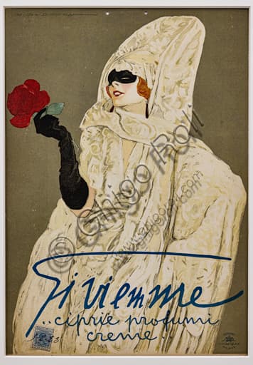 GI VI EMME vintage advertising poster, Marcello Dudovich chromolithography 1923, face powders and perfumes ad