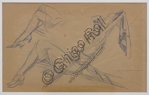 Pencil drawing Woman on a Deck Chair by Marcello Dudovich, artistic sketch on paper