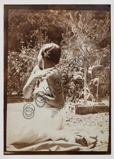 Black and white photograph Lady in White by Marcello Dudovich, bromide silver gelatin print
