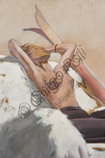 Detail advertising poster Winter Sun Marcello Dudovich tempera pencil on paper 1939