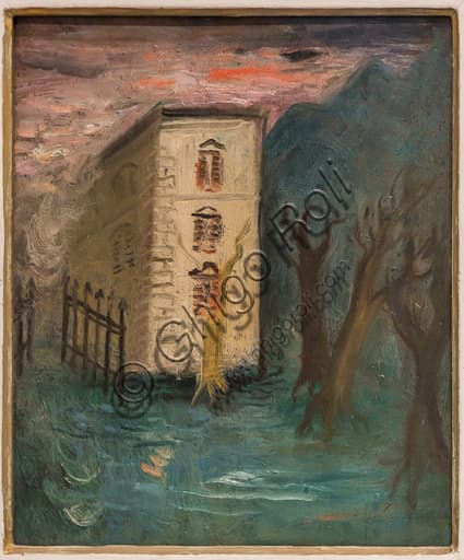 Painting Little house between two roads, Mario Mafai 1929, oil on board, Museo Novecento Florence