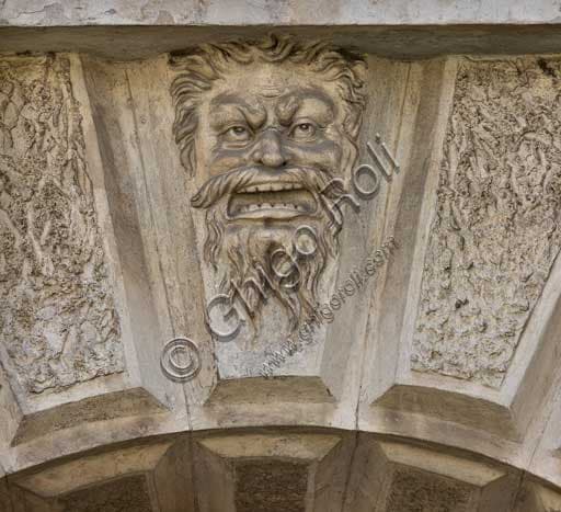 Architectural grotesque mask on the portal of the Courtyard of Honour at Palazzo Te, Mantua