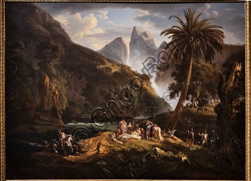 Dettaglio del dipinto olio su tela 'La morte del Conte Josselin de Montmorency' di Massimo D'Azeglio del 1825, ambientato presso Tolemaide in Palestina
