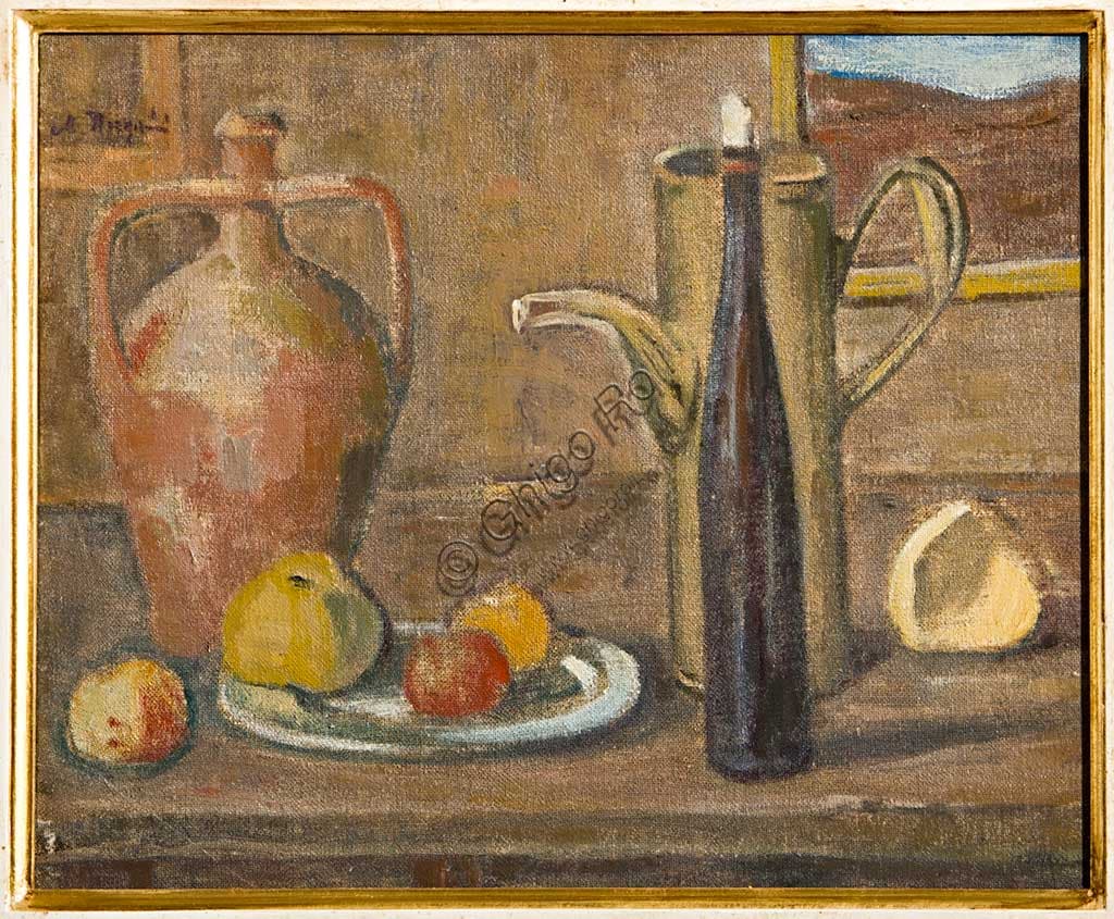 Natura morta dipinto olio su tavola di Mauro Reggiani, arte moderna italiana