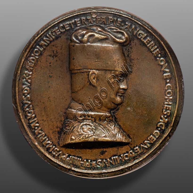Filippo Maria Visconti bronze medal, profile portrait by Pisanello, Renaissance medallist