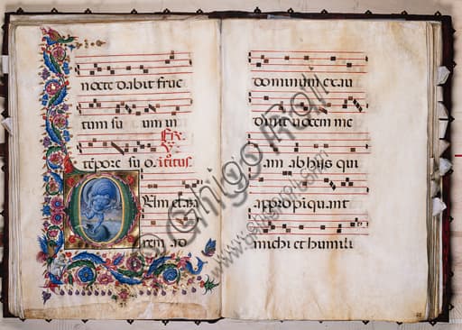 Aeolus illumination by Liberale da Verona, choir book 20.5, Piccolomini Library
