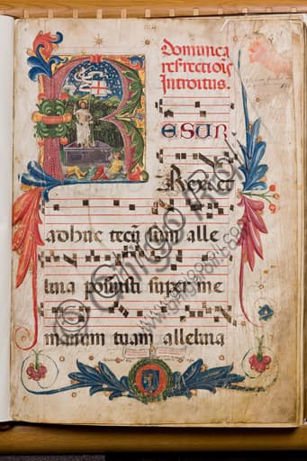 Detail of the Resurrection miniature, Gradual N 9, Diocesan Museum of Genoa, 1464