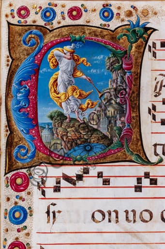 Detail of the 'Vision of Joel' miniature by Liberale da Verona, preserved in the Piccolomini Library of Siena Cathedral
