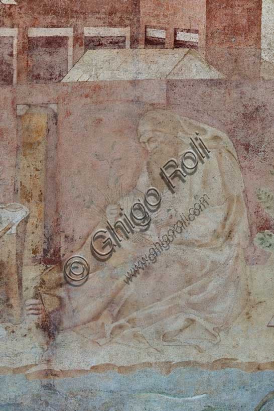 Thebaid Pisa cemetery detail monk weaving straw fresco Buffalmacco 1336
