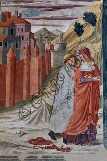 Dettaglio affresco San Girolamo lascia Roma, Benozzo Gozzoli, 1452, Montefalco