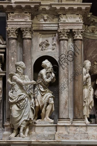 Monumento funebre arcivescovo Giuliano Cybo, Cappella Cybo, Duomo di Genova, statue di Abramo, San Girolamo, San Pietro