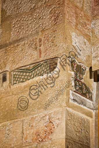 Remains of Norman mosaics in the Pisana Tower of the Royal Palace of Palermo, Sicily