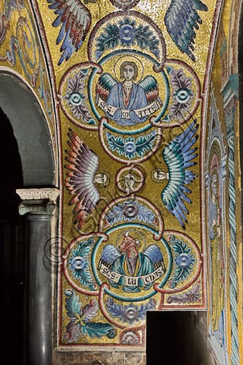 Detail mosaic Baptistery Florence St Matthew St Luke bull symbol