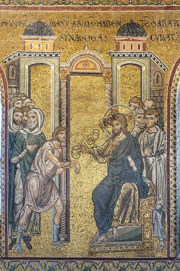 Mosaico bizantino della guarigione della mano inaridita, Duomo di Monreale, Sicilia