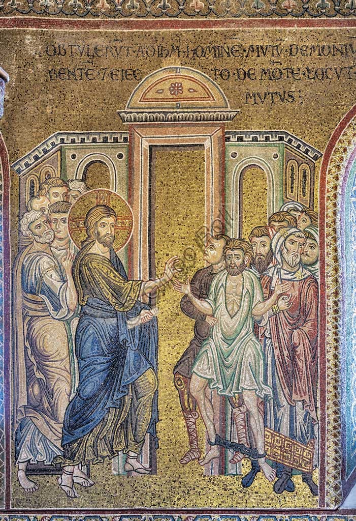 Mosaico bizantino Il miracolo della guarigione dell'indemoniato, Duomo di Monreale, Sicilia