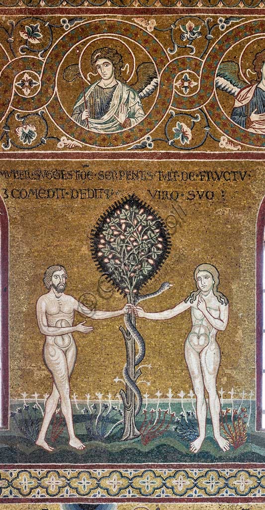 Mosaico bizantino Il Peccato Originale, Duomo di Monreale, Paradiso Terrestre