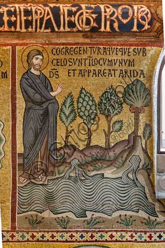 Creation cycle mosaic - God divides earth and waters, Palatine Chapel Royal Palace Palermo