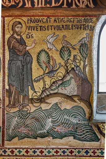 Mosaic The Creation of Fish and Birds, The Palatine Chapel, Royal Palace of Palermo
