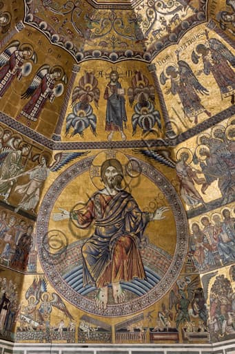 Detail of Christ as Judge, The Last Judgement mosaic, dome of the Baptistery of St John, Florence