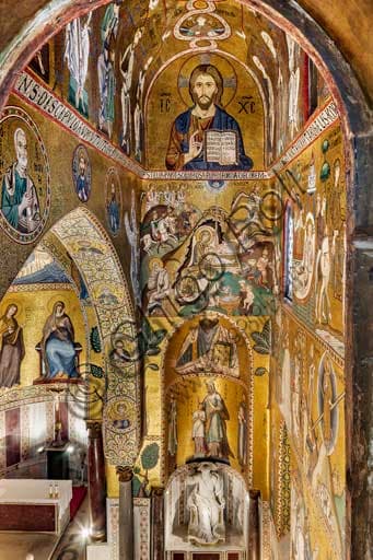Mosaic of Christ Pantocrator in the southern apse of the Palatine Chapel, Royal Palace of Palermo