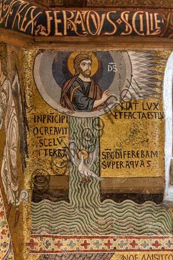 Byzantine mosaic Fiat Lux, God creates light, Palatine Chapel, Palace of the Normans, Palermo