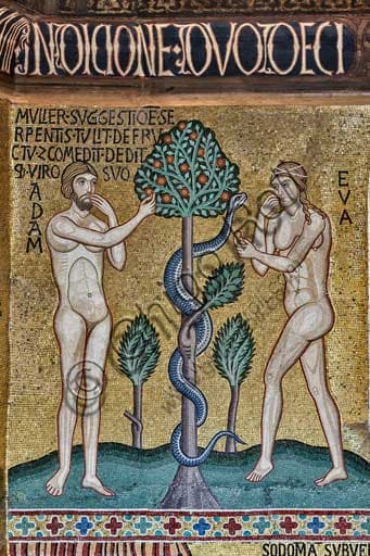 Mosaic of The Original Sin, 12th century, Palatine Chapel, Royal Palace Palermo