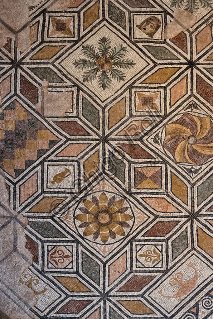 Roman mosaic floor of the viridarium, Ortaglia Domus, Santa Giulia Museum Brescia