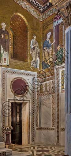 Byzantine mosaic St Peter freed by the angel, Palatine Chapel, Royal Palace of Palermo - Medieval art 12th century