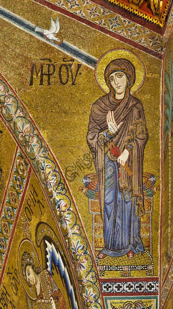 Mosaico bizantino della Vergine Annunciata, Duomo di Monreale a Palermo, Sicilia