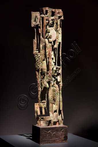 Copper sculpture Vertical Motif by Mirko Basaldella, Museo Novecento Florence Italy