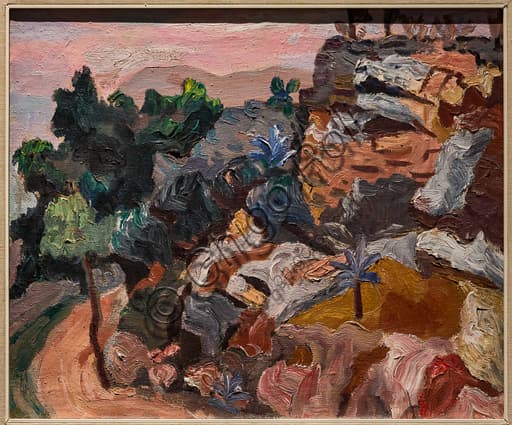 Painting Landscape of Alassio by Carlo Levi, oil on canvas 1934, Museo Novecento Florence