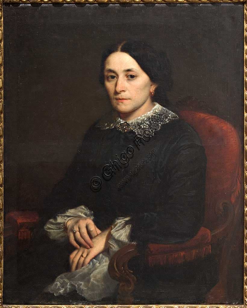 Portrait of a gentlewoman, oil on canvas painting by Narciso Malatesta, 1835-1896
