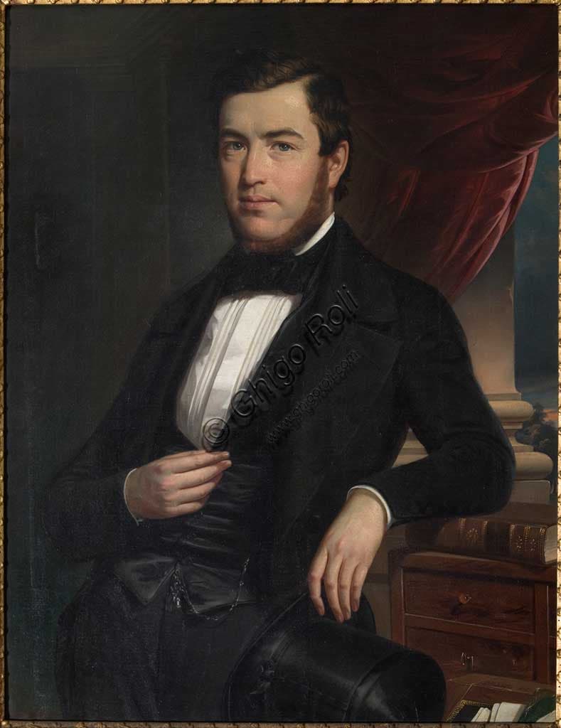 Portrait of a Gentleman oil on canvas painting by Narciso Malatesta, Assicoop-Unipol Collection, cm 94 x 75.5, Italian art