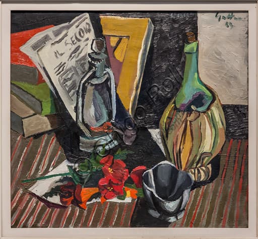 Still Life with Newspaper oil on canvas painting Renato Guttuso 1943 Museo Novecento Florence