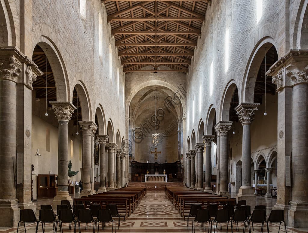 Interior view of the central nave in Todi Cathedral, Cathedral of Santissima Annunziata