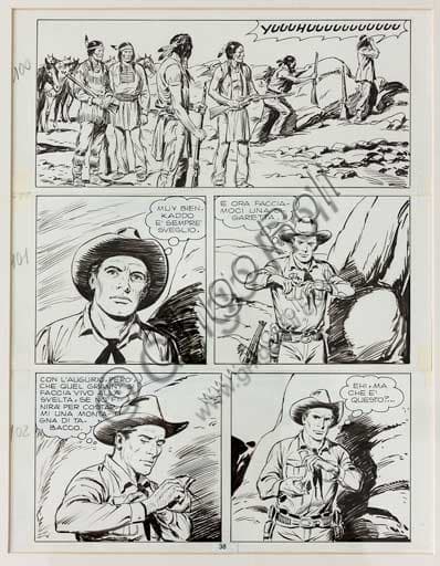 Original comic art plate Niccolò Erio Tex a stranger in Elk City