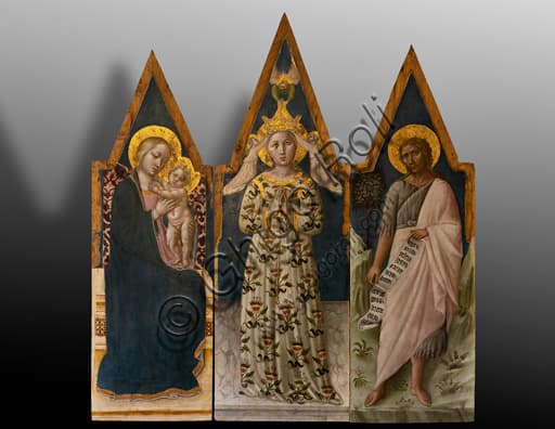 Triptych of Santa Maria delle Grazie, tempera on panel painting by Niccolò di Liberatore (Alunno), National Museum of the Dukedom of Spoleto, Rocca Albornoz