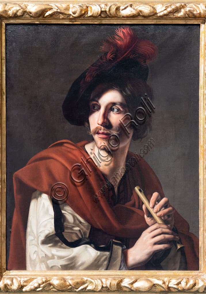 Detail of the painting Flute Player (1626) by Nicolas Tournier, Pinacoteca Tosio Martinengo Brescia