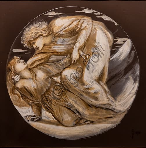 Dipinto di Orfeo ed Euridice di Edward Burne-Jones, tempera su carta, 1870