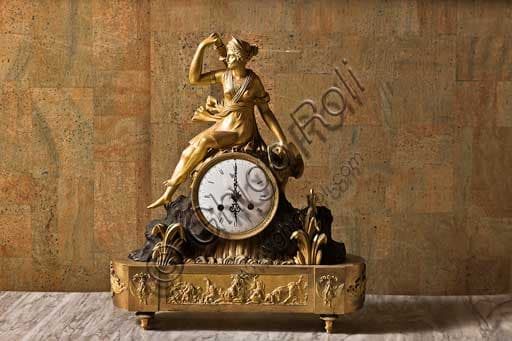 Golden bronze table clock with allegory of hunting, Royal Palace of Palermo