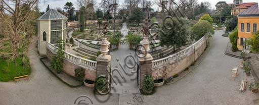 Aerial view of the University of Padua Botanical Garden, the historic Hortus Cinctus enclosure