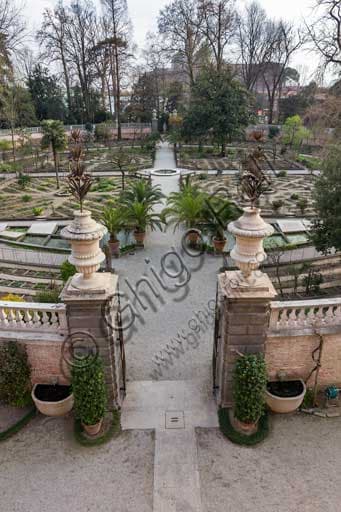 Partial view of the Hortus Cinctus, the circular garden enclosed by the wall of the University of Padua Botanical Garden