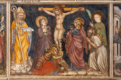 Detail of the Crucifixion fresco by Ottaviano Nelli, 1424, Trinci Palace Chapel, Foligno