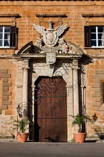 Renaissance portal of the Royal Palace (Palazzo dei Normanni) in Palermo, detail of the Aragon eagle coat of arms